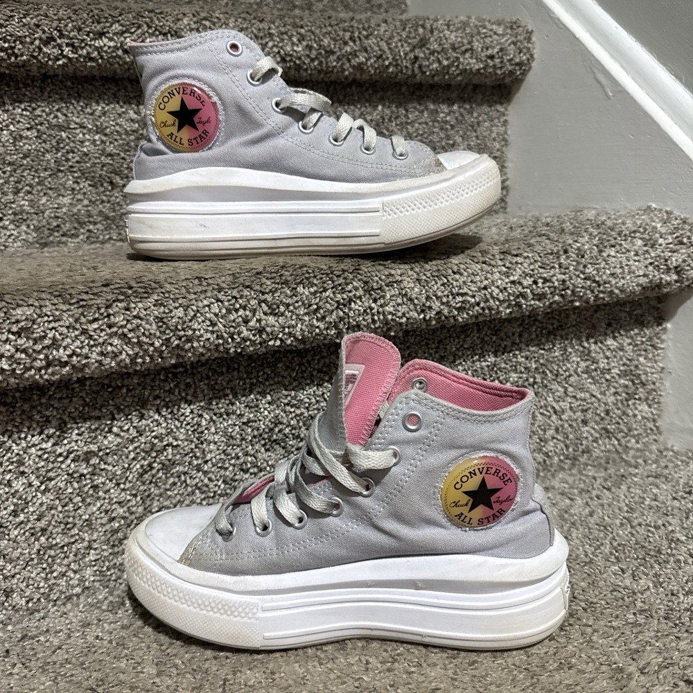 Converse Chuck‎ Taylor All Star Move Platform in Gray/pink Sz 3 Youth